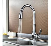 HYHJYMG Per la pubblicità della Fattoria da Bar, Rubinetto per lavello da Cucina in Ottone Rifinito cromatico, Rubinetto Montato sul Ponte, Mixer con soffione tirata Fuori