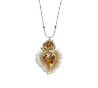HYHJYMG Perle Colorate Collana del Cuore Sacro per Uomini Uomini, Classico Sacro Cuore di Collana di Gesù - Ciondolo Sacro Vintage, Collana del Cuore di Gesù per i Regali del Ringraziamento di Natale