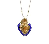 HYHJYMG Perle Colorate Collana del Cuore Sacro per Uomini Uomini, Classico Sacro Cuore di Collana di Gesù - Ciondolo Sacro Vintage, Collana del Cuore di Gesù per i Regali del Ringraziamento di Natale