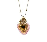 HYHJYMG Perle Colorate Collana del Cuore Sacro per Uomini Uomini, Classico Sacro Cuore di Collana di Gesù - Ciondolo Sacro Vintage, Collana del Cuore di Gesù per i Regali del Ringraziamento di Natale