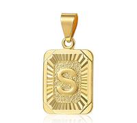 HYHJYMG Rettangolo Lettera Iniziale Pendant Charm per Uomo Capitale Placcato per Le Donne Catena di Collana a Sospensione 18 Pollici