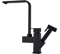 HYHJYMG Rubinetto cucine in Acciaio Inossidabile Mixer Toccata Opaca Maniglia Singola Nera Due Colpi girevoli Cucina Spray Tip out