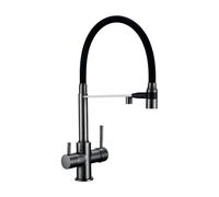 HYHJYMG Rubinetto, Rubinetto della Cucina del gunmetale in Ottone 3 Modi per la lavandino del Tubo Nero Montare Tira Fuori ugello Spray per Gli ugelli cucini cucine