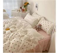 HYHJYMG Set di Biancheria da Letto a Quattro Pezzi a Quattro Pezzi con Volant Vintage in Pizzo da Letto Matrimoniale Set da Camera da Letto Fogli di Copertura del piumone e Cuscino in Lino da Letto