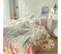 HYHJYMG Set di Biancheria da Letto a Quattro Pezzi a Quattro Pezzi con Volant Vintage in Pizzo da Letto Matrimoniale Set da Camera da Letto Fogli di Copertura del piumone e Cuscino in Lino da Letto