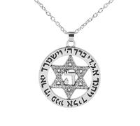 HYHJYMG Star di David Necklace for Women And Men, Stella di David Collana Zirconia cubica 925 esagramma Argento Sterling Rotondo Rotondo a Pendente Cavo ebraico Collana Stella ebraica per Donne,
