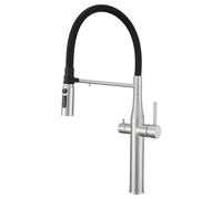 HYHJYMG Tocca della Cucina a 3 Vie con spruzzo Spray in Acciaio Inossidabile Spazzolato lavello Cucina Miscelatore Girevole 2 Manici brusco