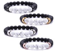 HYHONEY Braccialetto da uomo con perline, micro pavé di zirconi, per uomo e donna, elastico regolabile, One Size, Ottone, Zircone