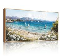 hyidecorart Quadri Moderni Soggiorno, 50x100 cm Quadri Grandi Dimensioni, Quadro per Barca con Paesaggio Marino, Stampe su Tela con Cornice, Decorazione Parete per Camera Ufficio Sala
