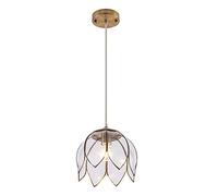 HYJAUSXB Lampadario Moderno e Creativo Blue Lotus Lampada a Sospensione con Lanterna in Vetro Lampada a Sospensione a 1 Luce in Bronzo di metà secolo per Bagno, Cucina, Isola, ristor