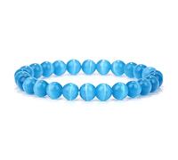 HYJYGM Blue Natural Stone s for Men White Moonstone Black Lava Beaded Stretch Lapis Lazuli Yoga Jewelry,10.Blue DOT Stone,23 Cm