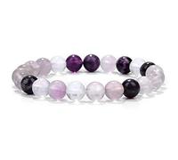 HYJYGM Men’s Natural Tiger Eye & Lapis Lazuli Beads Bangle (25 Botswana Agate), 8 mm, Handmade Stone Jewelry