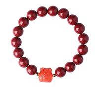 HYJYGM Natural Gemstone, Natural Stone Cinnabar Amulet Red Agate with Rabbit SignCrystal Quartz Talisman Stone Lucky Charm