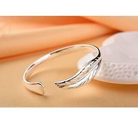 HYJYGM Sterling Silver,AdjustableSterling Silver Bangle, Sterling Silver for Women,Women 925 Sterling Silver Cuff Bangle Hand Carve Leaves Sterling Silver Jewellery Birthd