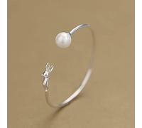 HYJYGM Sterling Silver,AdjustableSterling Silver Bangle,Sterling Silver for Women,Women 925 Sterling Silver Adjustable Open Ladies Silver Bangle Exquisite Rabbit