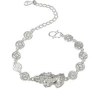 HYJYGM Sterling Silver, ，Crystal Bangle s for Sterling Silver for Women,Ladies 925 Sterling Silver Vintage Hand Carve Pi Xiu Chinese Fortune Coins