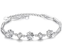 HYJYGM Sterling Silver, ，Crystal Bangle s for Sterling Silver for Women,Women 925 Sterling Silver Silver Flower Exquisite Ladies Sterling Silver J