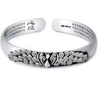 HYJYGM Sterling Silver, ，Crystal Bangle s forAdjustableSterling Silver Bangle,Women 925 Sterling Silver Cuff Bangle Hand Carve Phoenix Sterling Silver Jewellery B