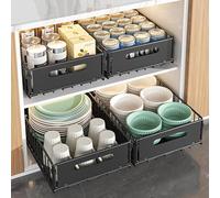 Hykiee 4 Pezzi Cassetto Estraibile Cucina, Organizer Cassetti Estraibili per Cucina Sottolavello con Adesivo, Bagno Ripiano Cestello Telescopico Scorrevole Armadio Nero (25 CM W x 38 CM P x 10CM H)