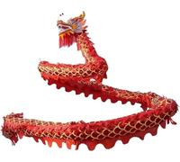 HYKJCSS Dragon Dance - Danza del leone, danza del drago cinese, studentessa di danza del drago, puntelli per danza del drago e leone, testa folk per la danza del drago cinese Capodanno (Rosso)