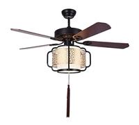 HYKJCSS Ventilatore Soffitto Ventilatore da Soffitto Moderno con 5 Pale in Legno Lanterne E27 Lampadario Muto A 6 velocità per Soggiorno Camera Letto con Luce(42in)