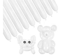 HYKJNBW 100 palloncini bianchi lunghi 260 per modellare, kit di modellazione per bambini con animali, palloncini in lattice torcenti per arco, matrimoni, feste di compleanno
