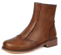 Hykytyhk Stivaletti Chelsea Brogue da donna con cerniera laterale, Marrone, 44 EU