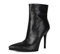 Hykytyhk Stivaletti da donna a punta con tacco a spillo con cerniera 10 cm, Nero, 7.5 US