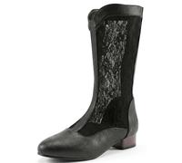 Hykytyhk Stivaletti da donna in pizzo vittoriano con tacco largo, nero, 46 EU