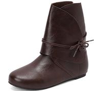 Hykytyhk Stivali da donna rinascimentali slip on stringati vintage appartamenti corti stivali, Marrone, 38 EU