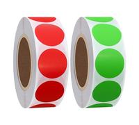 Hylabelest Etichette adesive rotonde in carta naturale da 25 mm per codifica a colori, verde + rosso, totale 2 rotoli