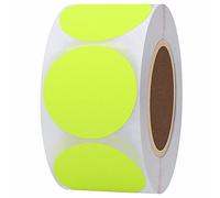 Hylabelest - Etichette adesive rotonde per codifica a colori, 3,8 cm, 500 per rotolo (giallo fluorescente, 3,8 cm)