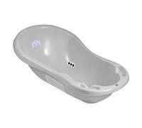 Hylat Baby Yeti Grigio Vaschetta Bagnetto Neonato con Tappo di Scarico e Termometro, Vaschetta Antiscivolo per Bambini Fino a 12 Mesi in Plastica Senza BPA, Vaschetta per Neonati, Bambini