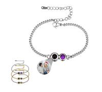 HYLKD Bracciale Con Foto Personalizzata|Braccialetto Con Foto Proiettata,Bracciale Con Foto Con Ciondolo Rotondo, Regalo Romantico Per Lei/Lui, Può Scegliere Il Colore |Natale (15+5cm,stile 6)