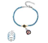 HYLKD Bracciale Con Foto Personalizzata|Braccialetto Con Foto Proiettata,Bracciale Con Foto Con Ciondolo Rotondo, Regalo Romantico Per Lei/Lui, Può Scegliere Il Colore |Natale (15+5cm,stile 2)