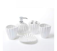 HYLR ceramiche di Conchiglie lussuose Set di Accessori per Il Bagno 5 Pezzi Set di Accessori per Il Bagno Tazza portaspazzolino Tazza di risciacquo Dispenser di Sapone Decorazione del Bagno