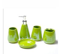 HYLR lussuose ceramiche Colorate Set di Accessori da Bagno 5 Pezzi Set di Articoli da Bagno Tazza Porta spazzolino Tazza di risciacquo Dispenser di Sapone Decorazione del Bagno
