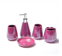 HYLR lussuose ceramiche Colorate Set di Accessori da Bagno 5 Pezzi Set di Articoli da Bagno Tazza Porta spazzolino Tazza di risciacquo Dispenser di Sapone Decorazione del Bagno