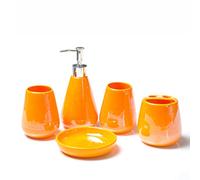 HYLR lussuose ceramiche Colorate Set di Accessori da Bagno 5 Pezzi Set di Articoli da Bagno Tazza Porta spazzolino Tazza di risciacquo Dispenser di Sapone Decorazione del Bagno