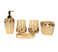 HYLR Set di Accessori per Il Bagno Resina agriturismo Stile Lavare Bagno 5 Pezzi Bagno Sapone Dispenser Porta spazzolino Porta Sapone Tazza Ensemble Accessoire bathrooms Sets