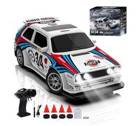 Hylukon Mini auto Drift RC da scrivania, scala 1:43, per adolescenti, modellino radiocomandato con trazione integrale da 2,4 GHz, luci a LED e pneumatici da corsa