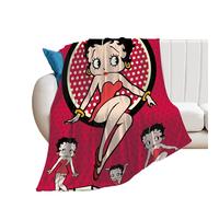 HYN Coperta morbida per divano, motivo: Betty Boop, in flanella, idea regalo per mamme, 127 x 102 cm (rosso 2)