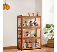 Hynbdes Vetrina in acrilico, vetrinetta da salotto, vetrina, struttura resistente, sigillata e antipolvere, adatta a vari scenari (tre strati marrone 90-34-106 trasparente su tutti i lati)