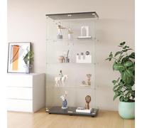 HYNHXBP Vetrina in vetro, design moderno, porte a battente con serratura, 4 ripiani in vetro temperato di alta qualità (porte a 4 strati, nero - senza luce)