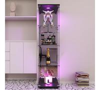 HYNHXBP Vetrina in vetro, illuminazione a LED, 4 strati con specchio, armadio in vetro temperato con serratura, adatto per soggiorno, centro commerciale, camera da letto