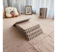 HynJGih 12 tappetini in schiuma ad incastro in peluche, piastrelle in schiuma soffice, tappetini patchwork, tappetino strisciante patchwork tagliato su misura(Light Brown,60x60cm)