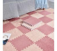 HynJGih Piastrelle for tappeti ad incastro patchwork in morbida schiuma, 24 pezzi, puzzle for piastrelle quadrate(Bean Paste+Apricot)