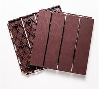 HynJGih Terrazza for esterni quadrata composita ad incastro, 24 piastrelle for terrazza in plastica impermeabili, piastrelle for terrazza all'aperto che si incastrano insieme(Dark brown,4 stripes)