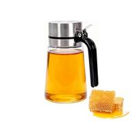 Hynorian Dispensatore di Miele in Vetro 400ml - Dispenser di Sciroppo Senza Gocciolamento con Beccuccio in Acciaio Inox e Coperchio Ermetico - Dispenser di Edulcorante Trasparente per Bar del Caffè