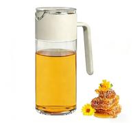 Hynorian Dispenser per miele con aletta automatica, 500 ml, dispenser per sciroppo, in vetro antigoccia, per miele e salsa per miele (bianco)